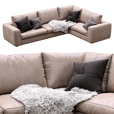 Modern Leather 3-Seater Sofa 3D model image 1 