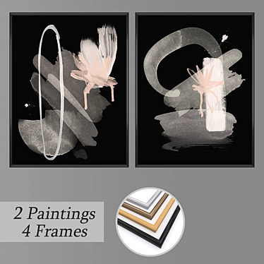 Elegant Wall Paintings Set 3D model image 1 