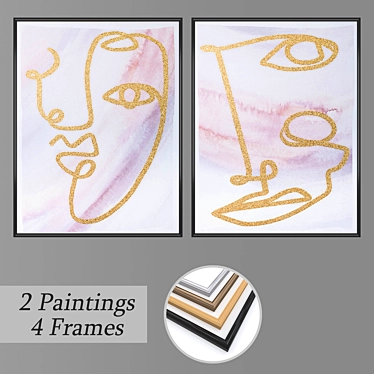 Elegant Wall Art Set with Multiple Frame Options 3D model image 1 