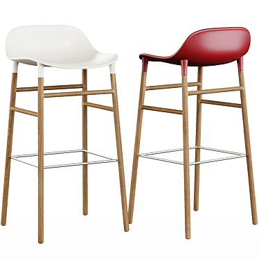 Sleek Oak Barstool: Form Normann 3D model image 1 