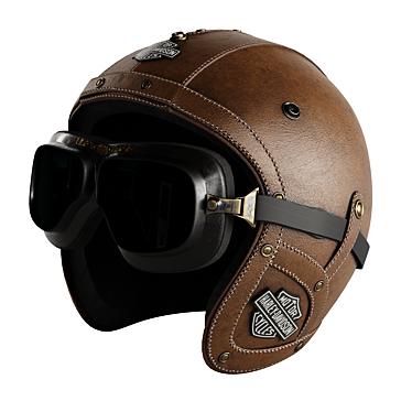 Leather Moto Helmet: Stylish and Protective 3D model image 1 