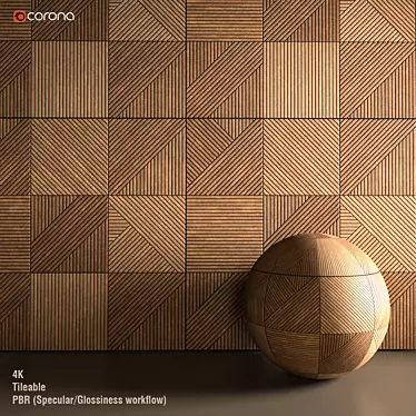 Rustic Wood Wall Panel 3D model image 1 