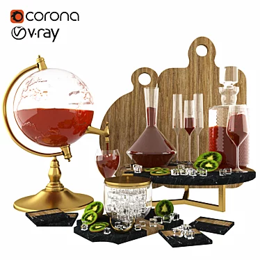 Fruit & Wine Set 3D model image 1 