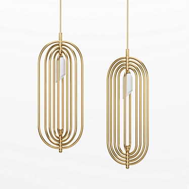Art Deco Brass Pendant Light 3D model image 1 