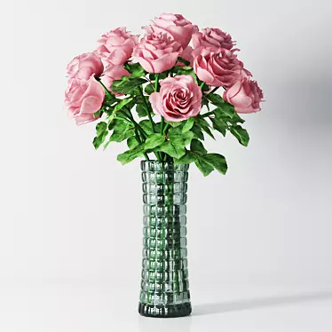 Elegant Vase with Roses 3D model image 1 
