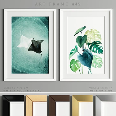 Modern Art Frame: A45 - 6 Material Options 3D model image 1 