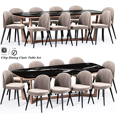  Stylish Chip Strip Dining Set 3D model image 1 