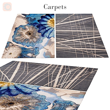 Elegant Floral Pattern Rug 3D model image 1 