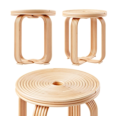 Rattan Twist Stool 3D model image 1 