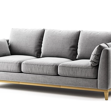 Elegant Wood & Cloth Sofa 3D model image 1 