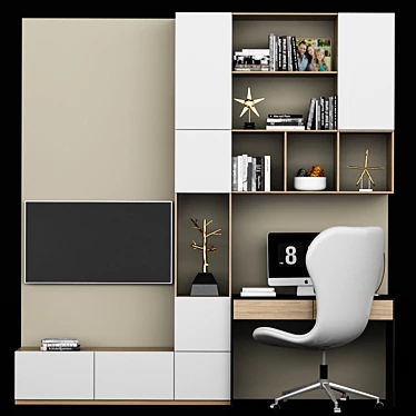 Spacious & Sleek Workstation 3D model image 1 