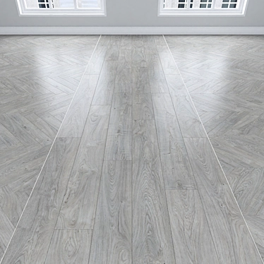 Oak Parquet Flooring: Herringbone, Linear, Chevron 3D model image 1 