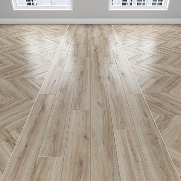 Oak Parquet Flooring: Herringbone, Linear & Chevron 3D model image 1 