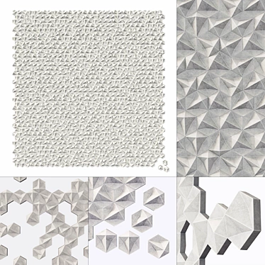 Hexagon Concrete Panel Set 3D model image 1 