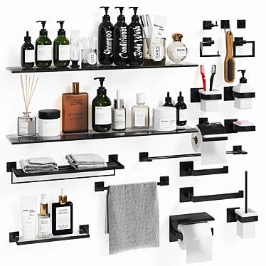 Sleek Black Bathroom Set 3D model image 1 