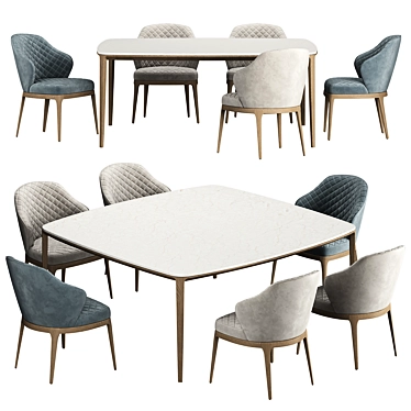 Poliform HENRY Table & DEAN Chair Set 3D model image 1 