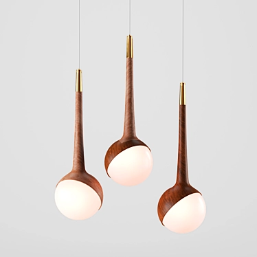 Wooden Frame LED Pendant Light 3D model image 1 