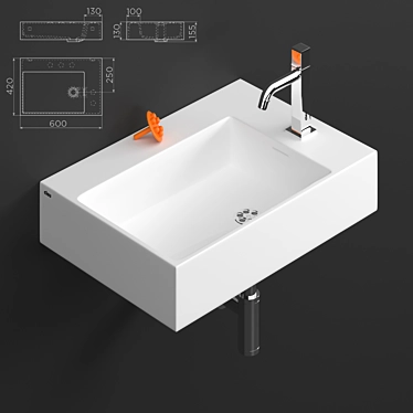 Clou Flush Washbasin - Stylish and Versatile 3D model image 1 