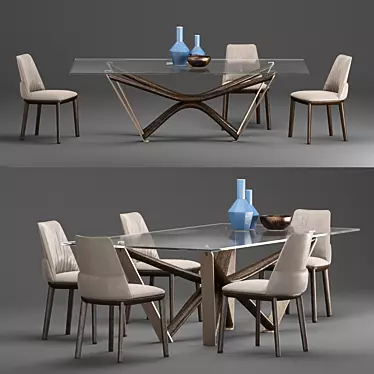 Elegant Marathon Dining Set 3D model image 1 