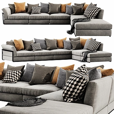 Sleek Flexform Zeno Sectional: Modern Design for Ultimate Comfort 3D model image 1 