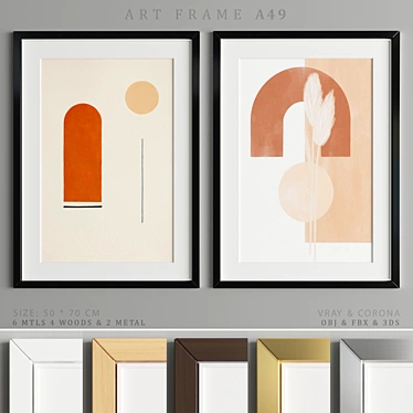 Title: Sleek Art Frames with Versatile Material Options 3D model image 1 