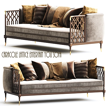 Elegant Lattice Sofa: Modern Entertainment Piece 3D model image 1 