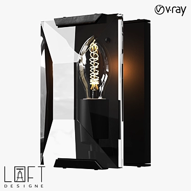 Elegant Glass and Metal Wall Lamp 3D model image 1 