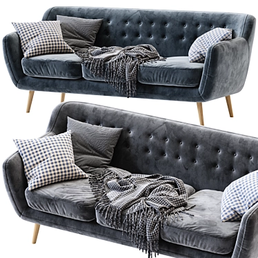 Luxury Velvet Rain Sofa 3D model image 1 