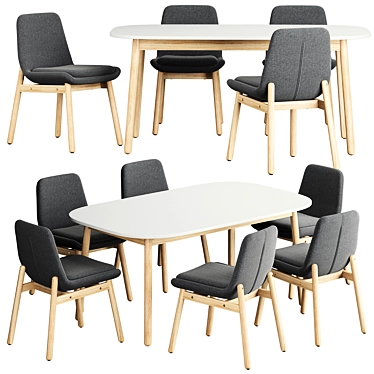 VEDBO VEDBU IKEA M Table & Chair - White Birch 3D model image 1 