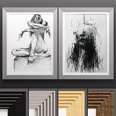 Modern Art Frame Set: Textured Frames 3D model image 1 