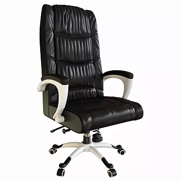 Elegant Black Leather Office Chair 3D model image 1 