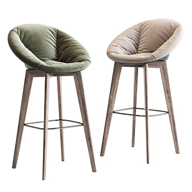 Vincent Sheppard Oak Rattan Bar Stool 3D model image 1 