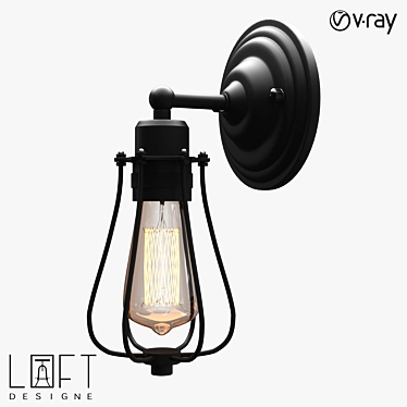 Industrial Metal Wall Lamp 3D model image 1 