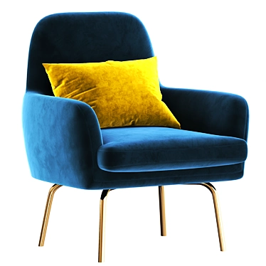 Luxury Vienna Velvet Blue Armchair 3D model image 1 