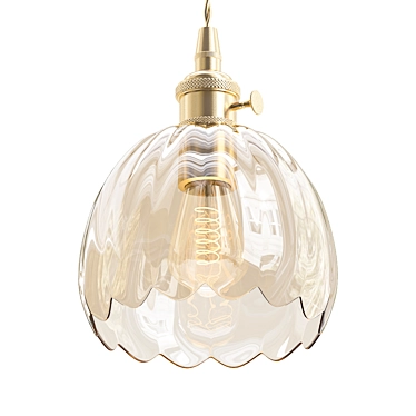 Nordic Amber Glass Pendant Light: Versatile Porch Lighting 3D model image 1 