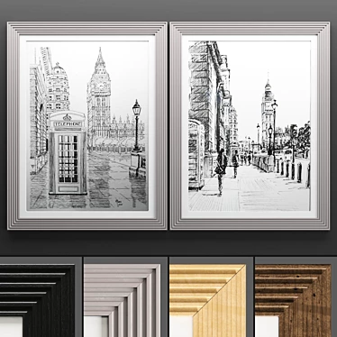 Modern Art Frame Set - 2 Frames, 4 Textures 3D model image 1 