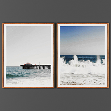 Vintage Wood Frame Duo: The Perfect Picture Pair 3D model image 1 