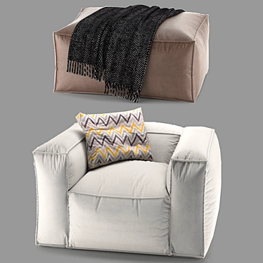 Stylish Tavola Pouf Set 3D model image 1 