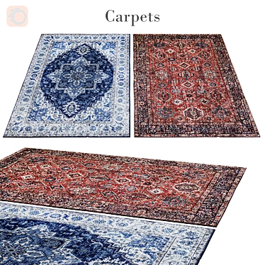 Vintage Floral Patterned Rug 3D model image 1 