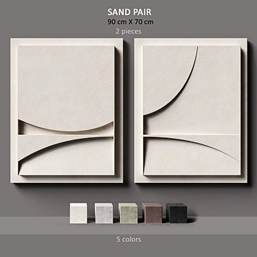 Relief Sand Pair: Abstract Depth Shadows 3D model image 1 