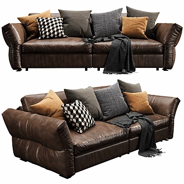 Sleek Flexform Leather Sofa 3D model image 1 