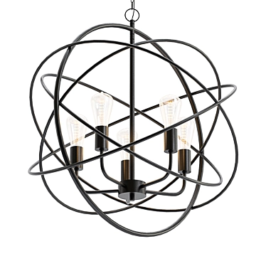 Bronze Sphere Foyer Pendant 3D model image 1 