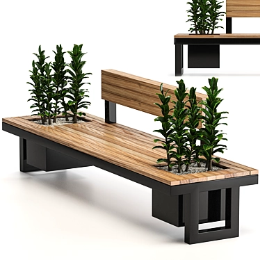 Urban Bench: Plants-Inspired Outdoor Seating 3D model image 1 