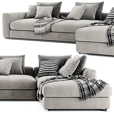 Flexform Asolo Chaise Longue: Sleek and Stylish Sofa 3D model image 1 