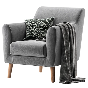 Odens Grey Velvet Armchair 3D model image 1 