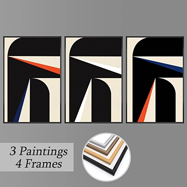 Title: Artful Trio: Set of Wall Paintings 3D model image 1 