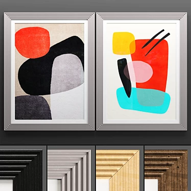 Modern Art Frame Set: 2 Frames, 4 Textures 3D model image 1 