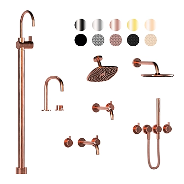 Luxury Metal Faucet Set by ByCOCOON 3D model image 1 