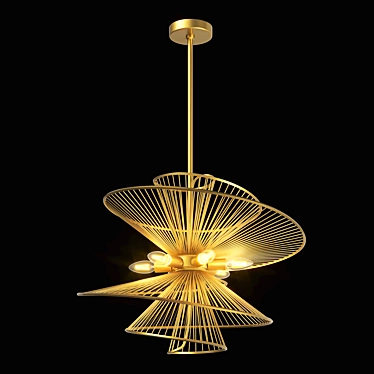 Versatile 6-Light Zeta Ceiling Chandelier 3D model image 1 