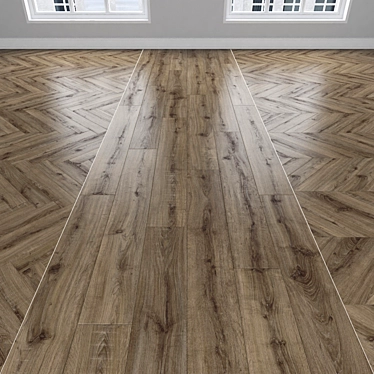 Oak Parquet: Herringbone, Linear, Chevron 3D model image 1 